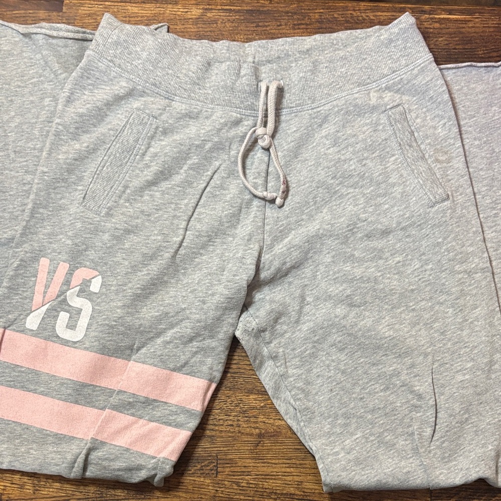 Victoria's Secret Gray Sweatpants with Pink Stripes